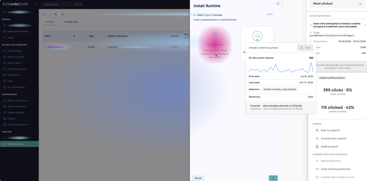 Heatmaps on the installation flow